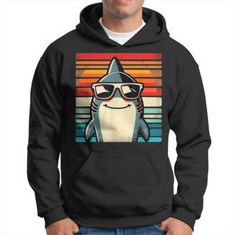 Cooler Retro Hai In Sonnenbrille 70Er 80Er 90Er Lustiger Hai Hoodie - Seseable