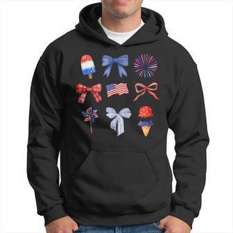 Coquette Bow Ice Cream America Freedom Patriotic 4Th Of July Hoodie - Thegiftio UK