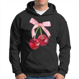 Coquette Cherry And Bow Kawaii Cherry Aesthetic Trendy Hoodie - Seseable