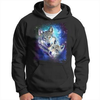 Cosmic Space Wolf Family Wolves Face Hoodie - Thegiftio UK