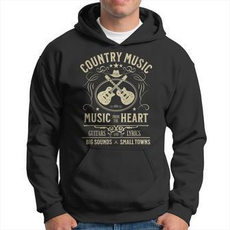 Country Music From The Heart Vintage Guitar Retro Western Hoodie - Thegiftio UK