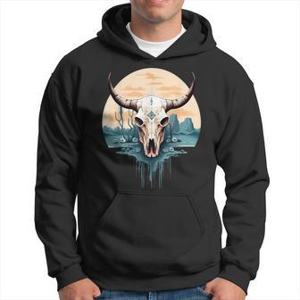 Cow Skull Vintage Rodeo Western Retro Hoodie - Monsterry