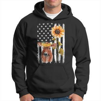 Cow Usa Flag Sunflower Cow Hoodie | Mazezy