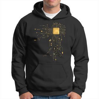 Cpu Core Processor Circuit Board Ai Golden Geek Gamer Heart Hoodie - Thegiftio UK