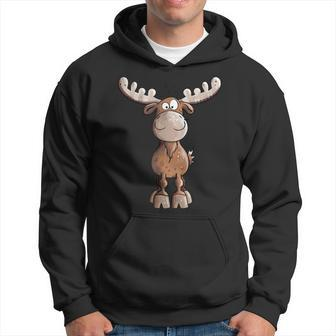 Crazy Elk I Deer Reindeer Fun Animal Motif Hoodie - Seseable