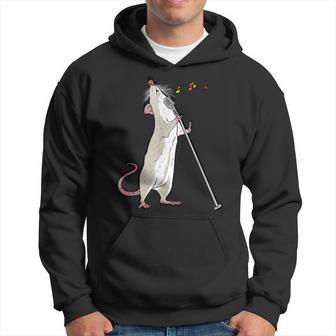 Crazy Singing White Rat For Rodent & Concert Lovers Hoodie - Seseable