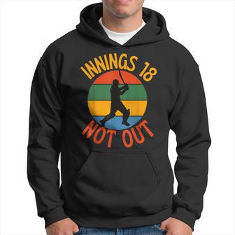 Cricket Fan 18 Year Old Birthday Retro Not Out Hoodie - Thegiftio UK