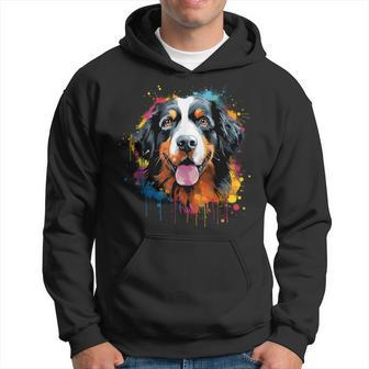 Cute Bernese Mountain Dog On Painted Bernese Mountain Dog Hoodie - Monsterry DE