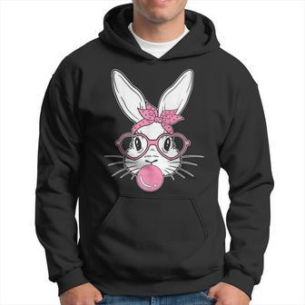 Cute Bunny Face Easter Day Bubblegum Bandana Glasses Hoodie - Thegiftio UK