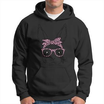 Cute Bunny Rabbit Face With Leopard Glasses Bandana Easter Hoodie | Mazezy CA