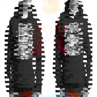 Cute Cat With Cherry Blossoms Cat Hoodie | Mazezy