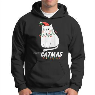 Cute Cat Merry Catmas Christmas Cat Lovers Santa Pajama Hoodie - Seseable