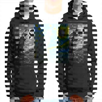 Cute Cat Starry Night Van Gogh Solar Eclipse April 08 2024 Hoodie - Seseable