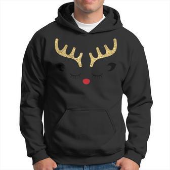 Cute Christmas Reindeer Red Nose Girls Holiday T Hoodie - Monsterry