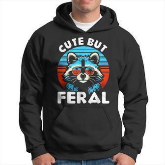 Cute But Feral Colorful Racoon With Sunglasses Racoon Hoodie - Thegiftio UK