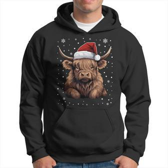 Cute Highland Cow Christmas Santa Hat Xmas Pajama Hoodie - Seseable