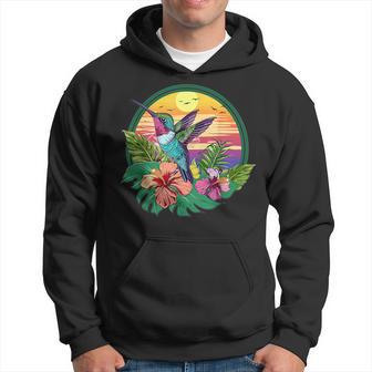 Cute Hummingbird With Flowers I Aesthetic Hummingbird Hoodie - Seseable