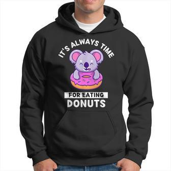 Cute Kawaii Koala It's Always Time For Eating Donuts Hoodie - Thegiftio UK