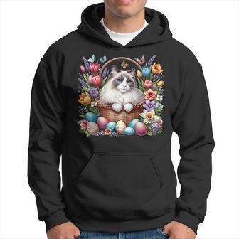 Cute Ragdoll Cat Surrounded By Eggs And Spring Flowers Hoodie - Seseable