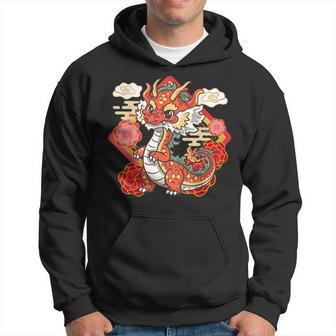 Cute Red Chinese New Year Of The Dragon 2024 Lunar Zodiac Hoodie - Seseable
