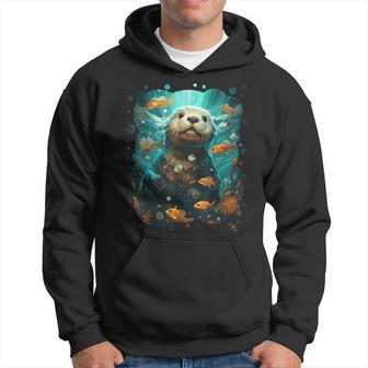 Cute Sea Otter Animal Nature Lovers Graphic Hoodie - Seseable