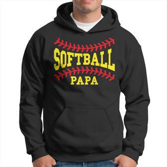 Cute Softball Papa Laces Matching Grandpa Father's Day Hoodie - Monsterry