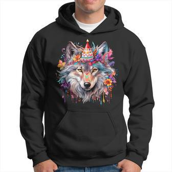 Cute Wolf Party Birthday Themed Festive Wolves Lover Themed Hoodie - Monsterry UK