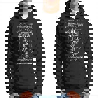 Da Vinci Vitruvian Guitar Man Rock Music Fan Rock N Roll Hoodie - Thegiftio UK