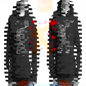 Dabbing Bigfoot Heart Valentines Day Boys Love Sasquatch Hoodie - Monsterry