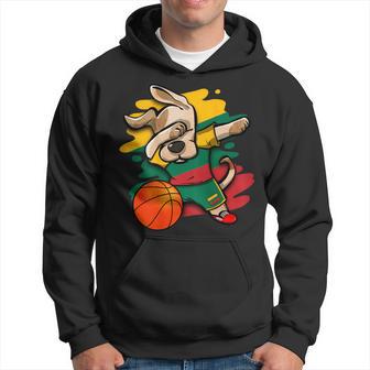 Dabbing Dog Lithuania Basketball Fans Jersey Lithuanian Flag Hoodie - Thegiftio UK