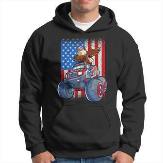 Dabbing Eagle Monster Truck 4Th Of July Boys American Flag Hoodie - Monsterry UK