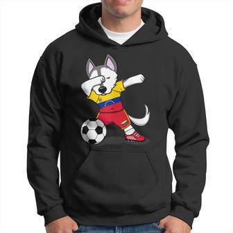 Dabbing Husky Venezuela Football Venezuelan Flag Soccer Hoodie - Monsterry CA