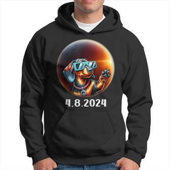 Dachshund Selfie With Solar 2024 Eclipse Wearing Glasses Hoodie - Thegiftio UK