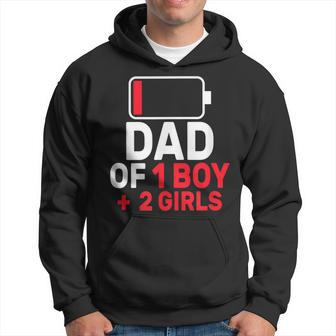 Dad Of 1 Boy And 2 Girls Low Battery Father's Day Dad Hoodie - Seseable