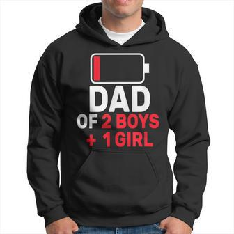 Dad Of 2 Boys And 1 Girls Low Battery Father's Day Dad Hoodie - Seseable