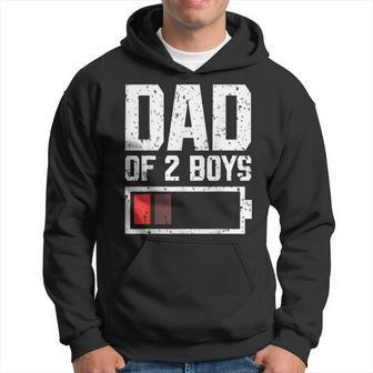 Dad Of 2 Boys Battery Low Daddy Of 2 Boys Father's Day 2024 Hoodie - Seseable