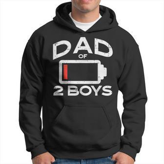 Dad Of 2 Boys Low Battery Fathers Day Daddy Papa Men Hoodie - Monsterry DE