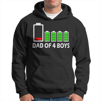 Dad Of 4 Boys Froms Son Fathers Day Low Battery Papa 2024 Hoodie - Thegiftio UK
