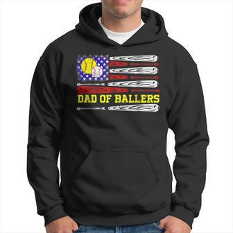 Dad Of Ballers American Flag Baseball Dad Softball Hoodie - Seseable