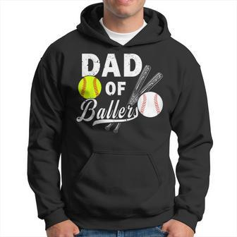 Dad Of Ballers Dad Of Baseball And Softball Father Day Hoodie - Thegiftio UK
