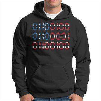 Dad In Binary Code Father's Day Usa Flag 4Th Of July Hoodie - Monsterry