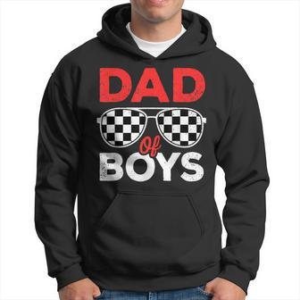 Dad Of Boys Fathers Day Birthday Retro Checkered Racing Dad Hoodie - Thegiftio UK