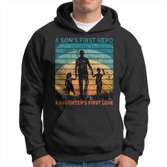 Dad Son's First Hero Daughter Love For Fathers Day Hoodie - Seseable