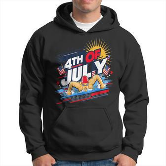 Dad Swimmer American Pride Father's Day & 4Th Of July Hoodie - Seseable