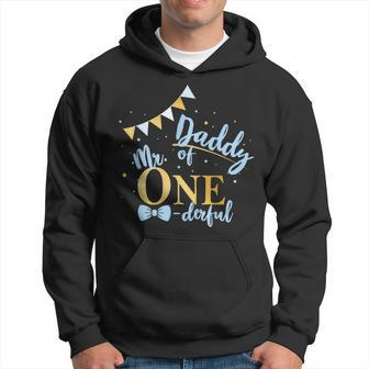 Daddy Of Mr One-Derful Party Blue-Gold Dad Boy 1St Birthday Hoodie | Mazezy