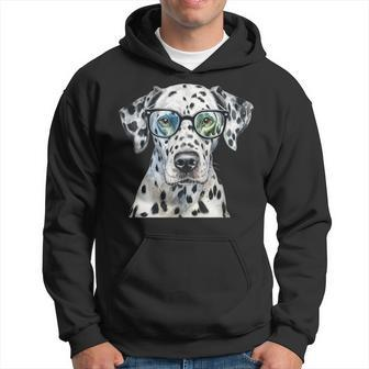 Dalmatian Watercolor Dog Wearing Glasses Hoodie - Monsterry AU
