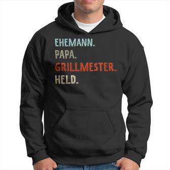 Damen Lustige Idee Zumatertag Ehemann Papa Grillmester Held Mit-Ausschnitt Kapuzenpullover - Geschenkecke