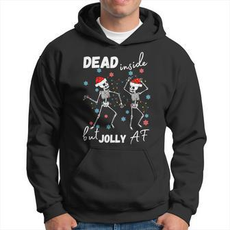 Dancing Skeleton Dead Inside But Jolly Af Christmas Costume Hoodie - Monsterry UK