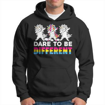 Dare To Be Different Dabbing Unicorn Pansexual Lgbt Pride Hoodie - Monsterry CA