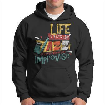 Das Leben Ist Wie Jazz Musik Improvisation Saxophone Hoodie - Seseable